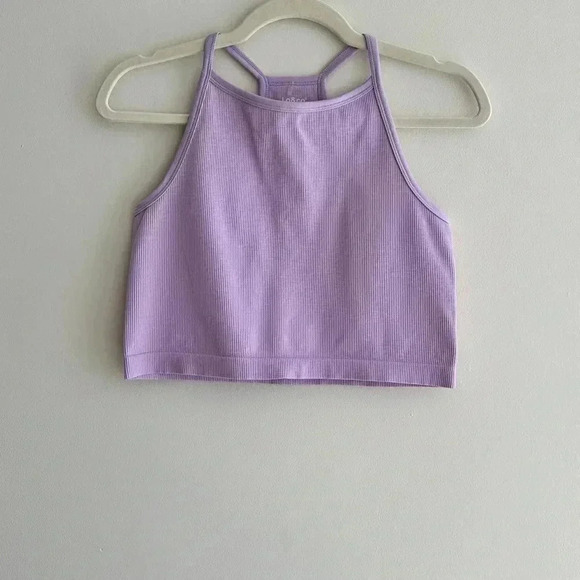 J.o&co Light Support Seamless Rib Knit Tank Top, Lilac/Lavender Tank, Size M-L - Picture 2 of 16